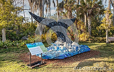 Grace the Humpback Whale Sculpture made of garbage found in the ocean as part of the Washed Ashore art exhibit Editorial Stock Photo